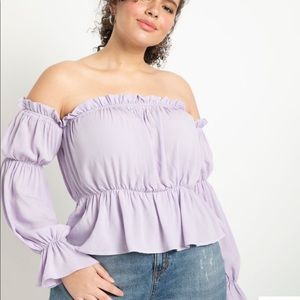 ELOQUII 22/24 Purple off the shoulder tunic top